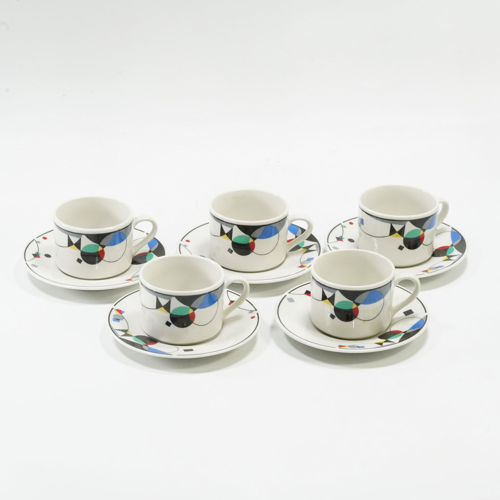 [5] Demi Cups & Saucers Lynn's Stoneware Abstract Geometric Design (1 of 7)