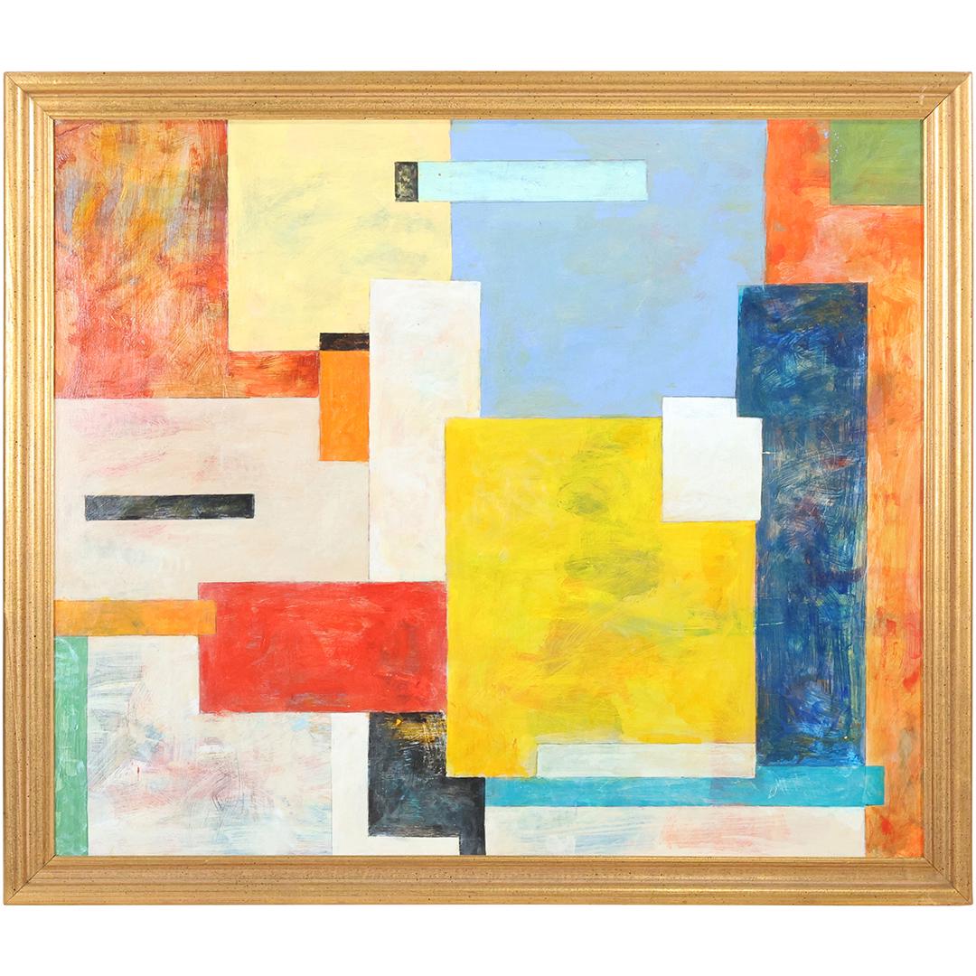 Steven Jennis, American, Oil/b Geometric Abstract Painting, Signed on Verso (1 of 13)