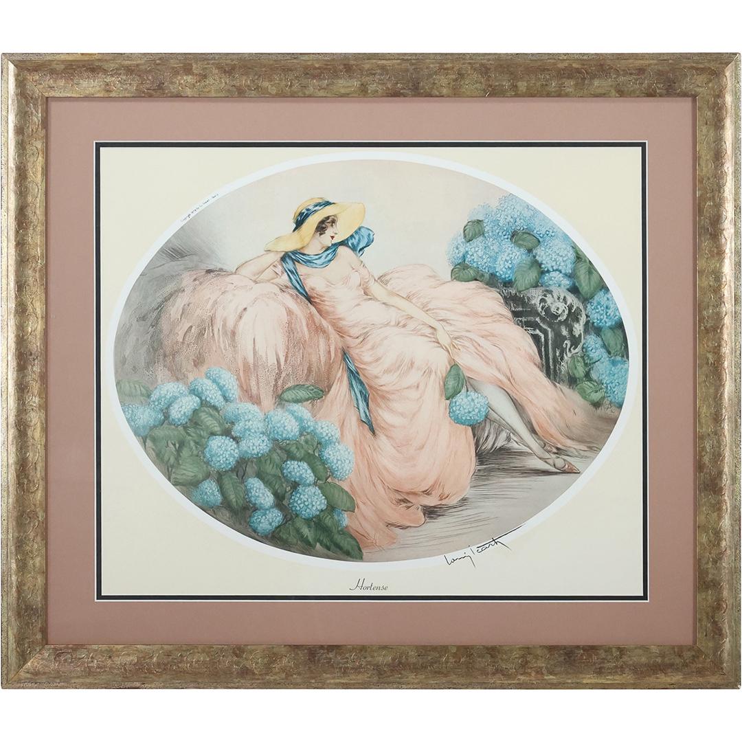 Louis Icart Framed Print "Hortense" Art Deco Reclining Woman (1 of 12)