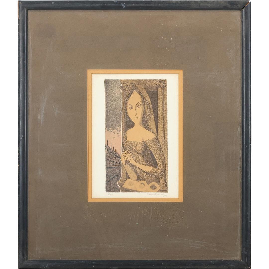 Glauco Capozzoli 1969, Uruguay, Young Woman in Window Lithograph #23/100 (1 of 9)