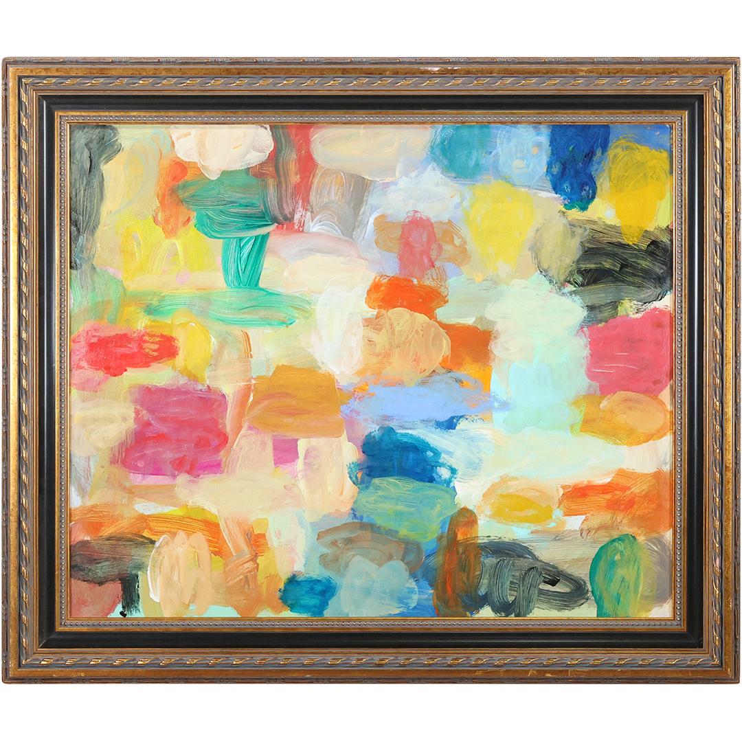 Steven Jennis, American, Oil/b Colorful Abstract Painting Signed on Verso (1 of 12)