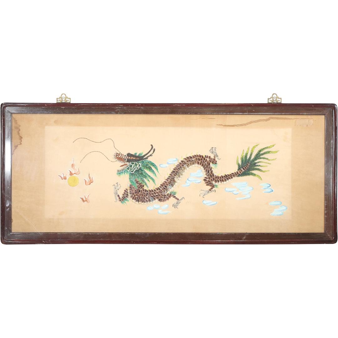 Large Framed Embroidered Chinese Dragon - Vintage (1 of 13)