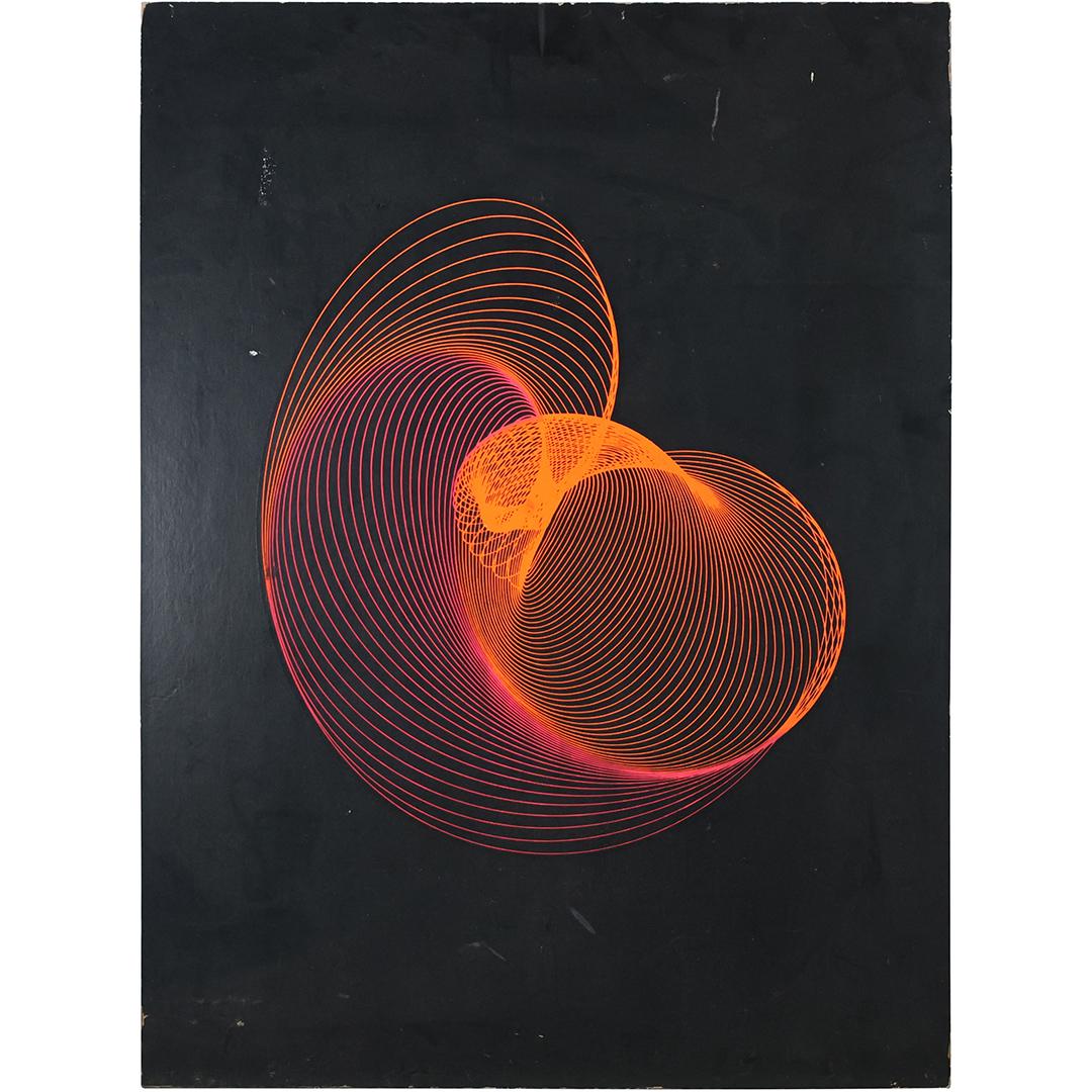 Vintage Oil on Board Painting Kinetic Art Orange Abstract: Vintage Oil on Board Painting Kinetic Art Orange Abstract. Mid-Century Modern. size: 39.25 inches x 29.25 inches