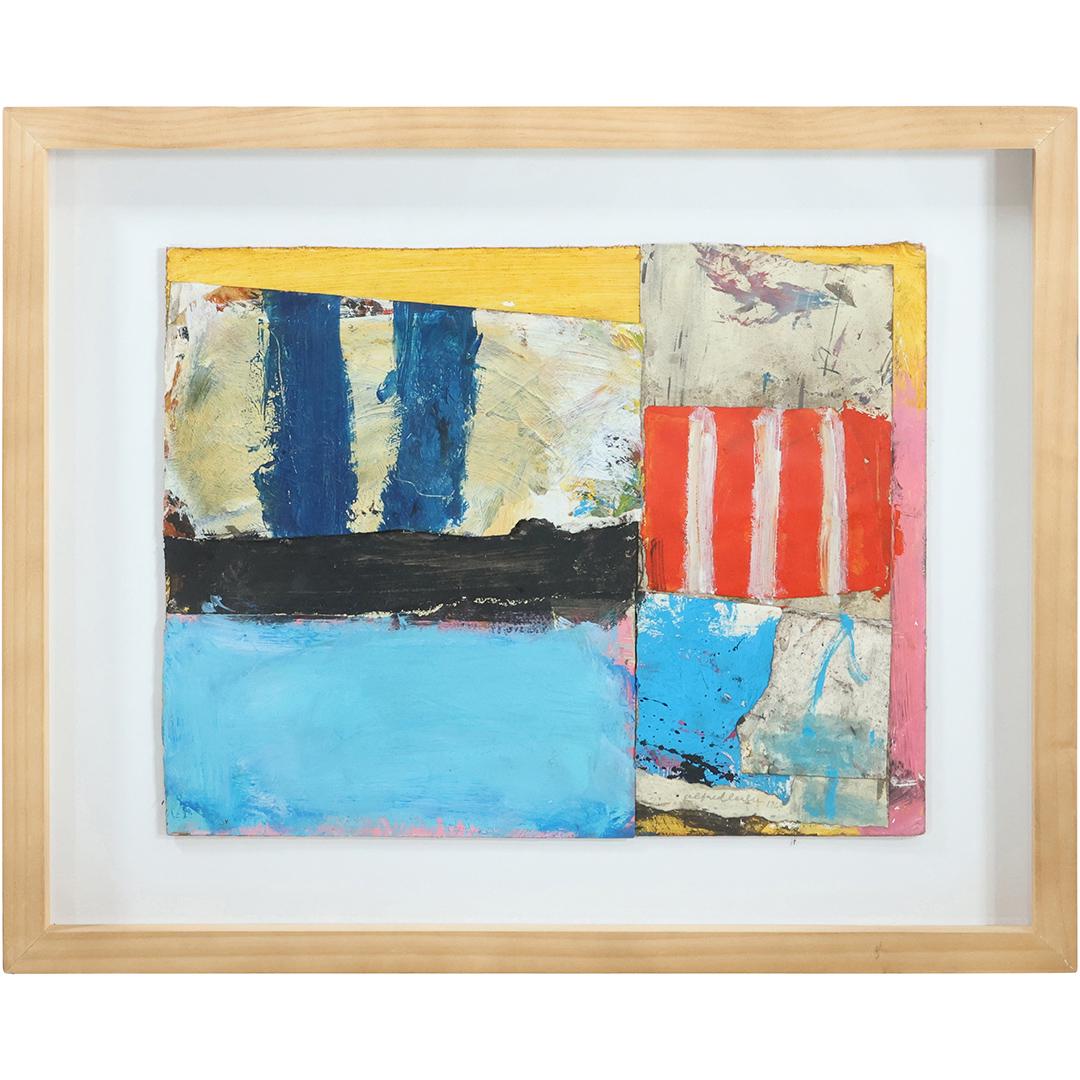 ALFRED LESLIE 1960 ATTRIB. OIL ON PAPER ABSTRACT BLOCKS. Signed and dated 1960. Gallery framed.   si (1 of 11)