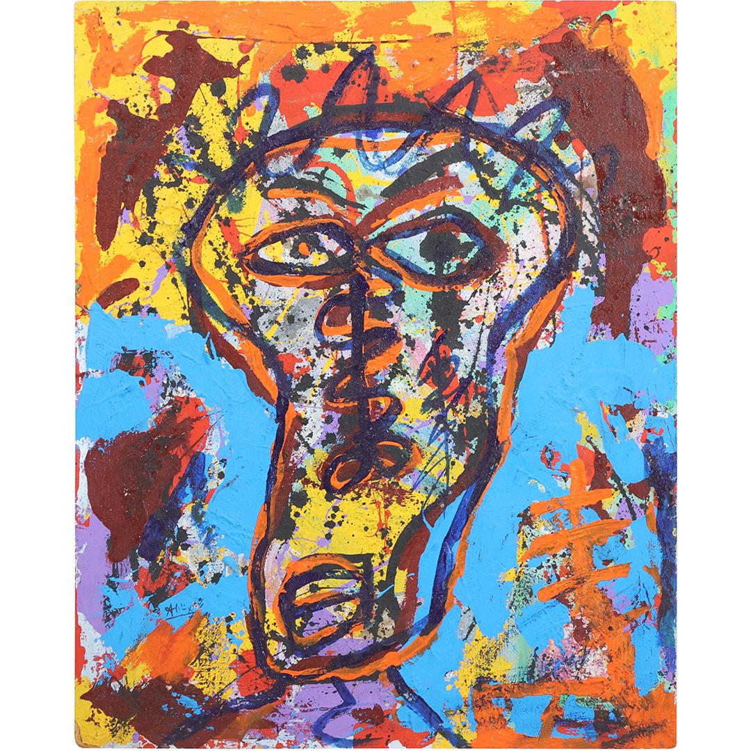 ALEJANDRO SANTIAGO, 1964-2013 Mexico, Oil/b Grotesque Face Portrait, Signed (1 of 15)