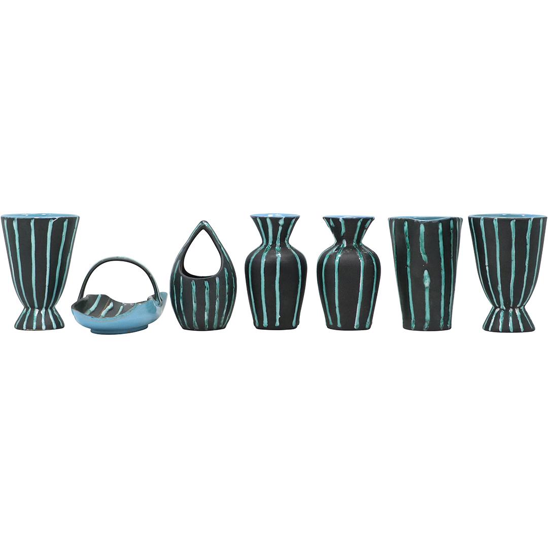 [7] SEVEN Mid-Century Modern Italian Ceramic Vases and Basket Matching Designs (1 of 20)