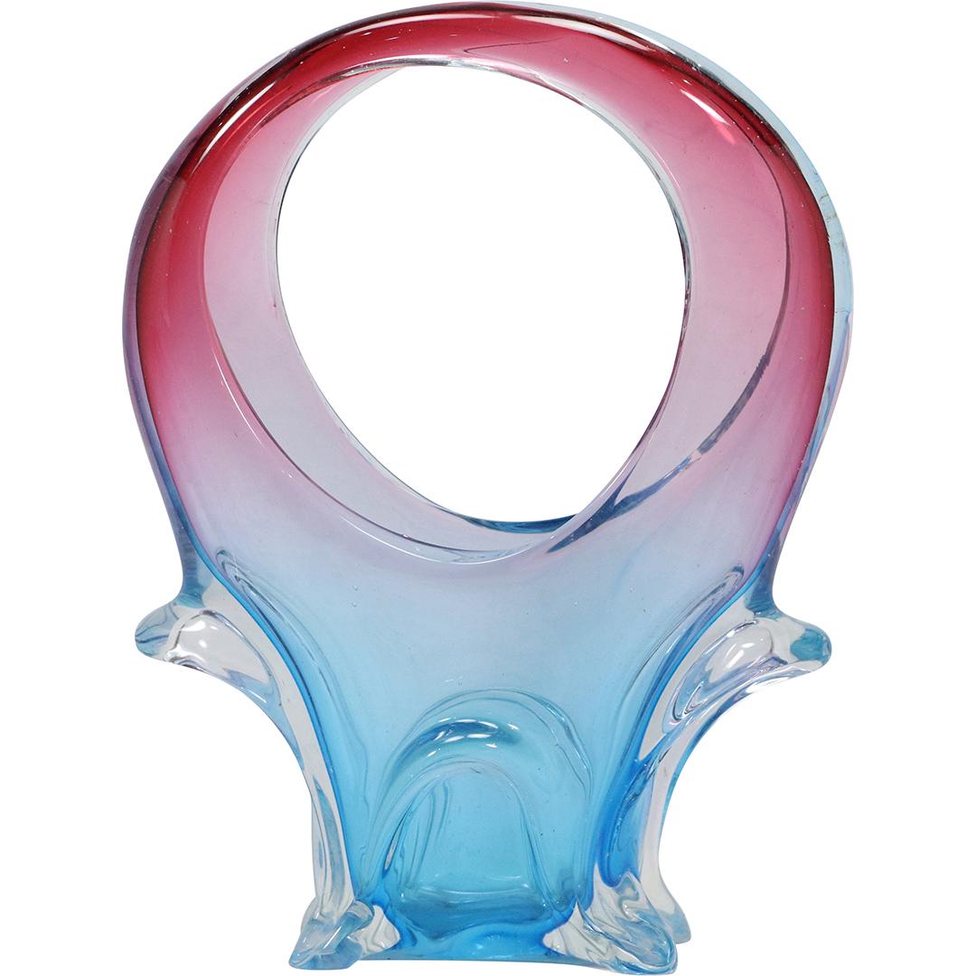 Fabulous Glass Basket Sommerso Style Multi Color Mid-Century Modern (1 of 9)