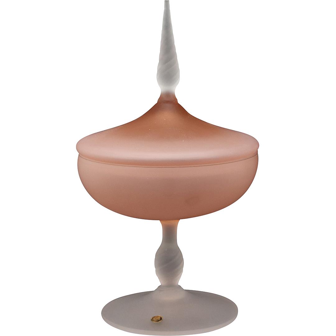 Italian Pink and Satin Glass Covered Compote, Vintage, with Original Label (1 of 12)