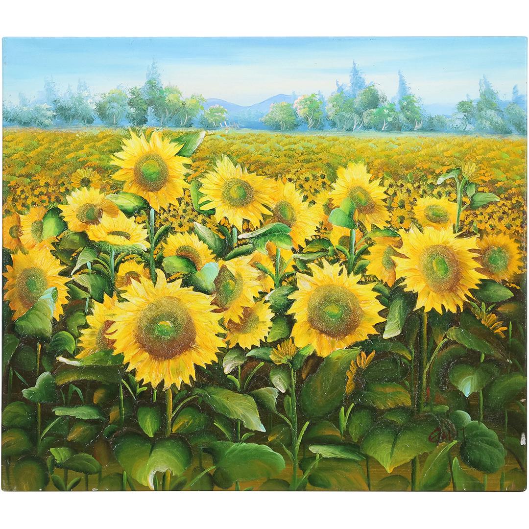 Galit, Fine 20th C. Oil Painting Field of Sunflowers, Signed, Oil on Canvas (1 of 10)