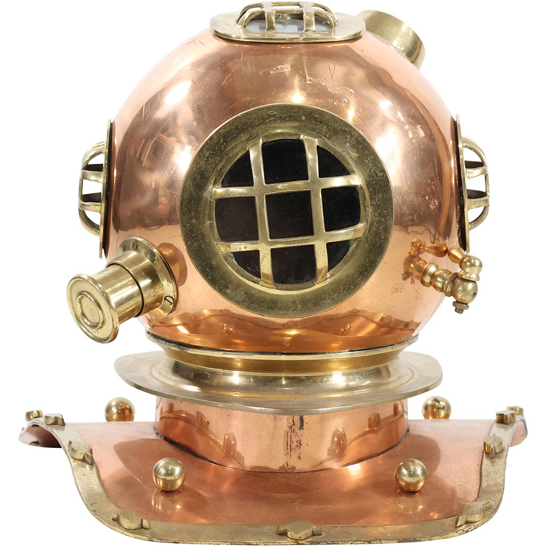 Polished Copper and Brass Nautical Diver's Helmet. Nice quality.   size: 15 x 17 x 17.5 (1 of 11)