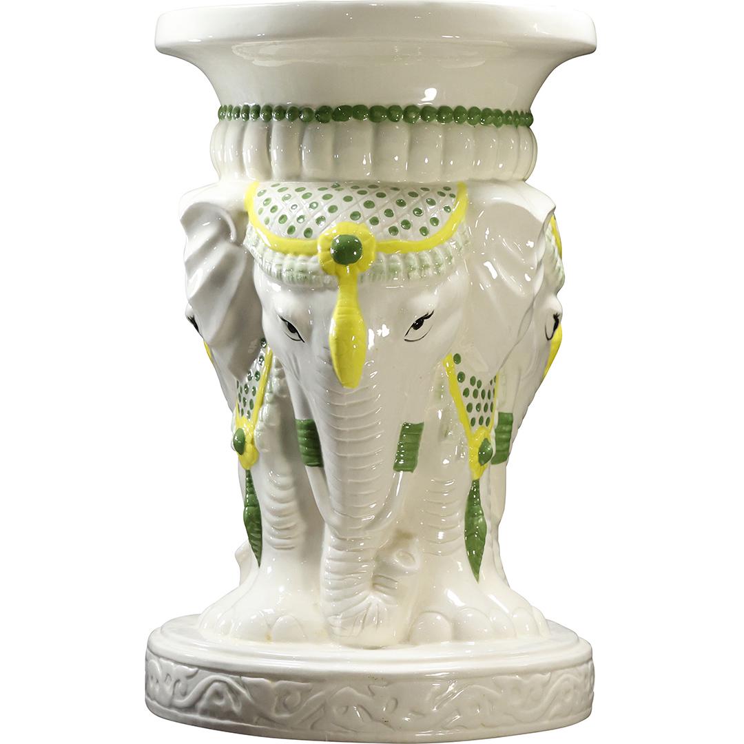 Ceramic Elephant Tabouret Pedestal Fern Stand: Ceramic Elephant Tabouret Pedestal Fern Stand. size: 19 x 12