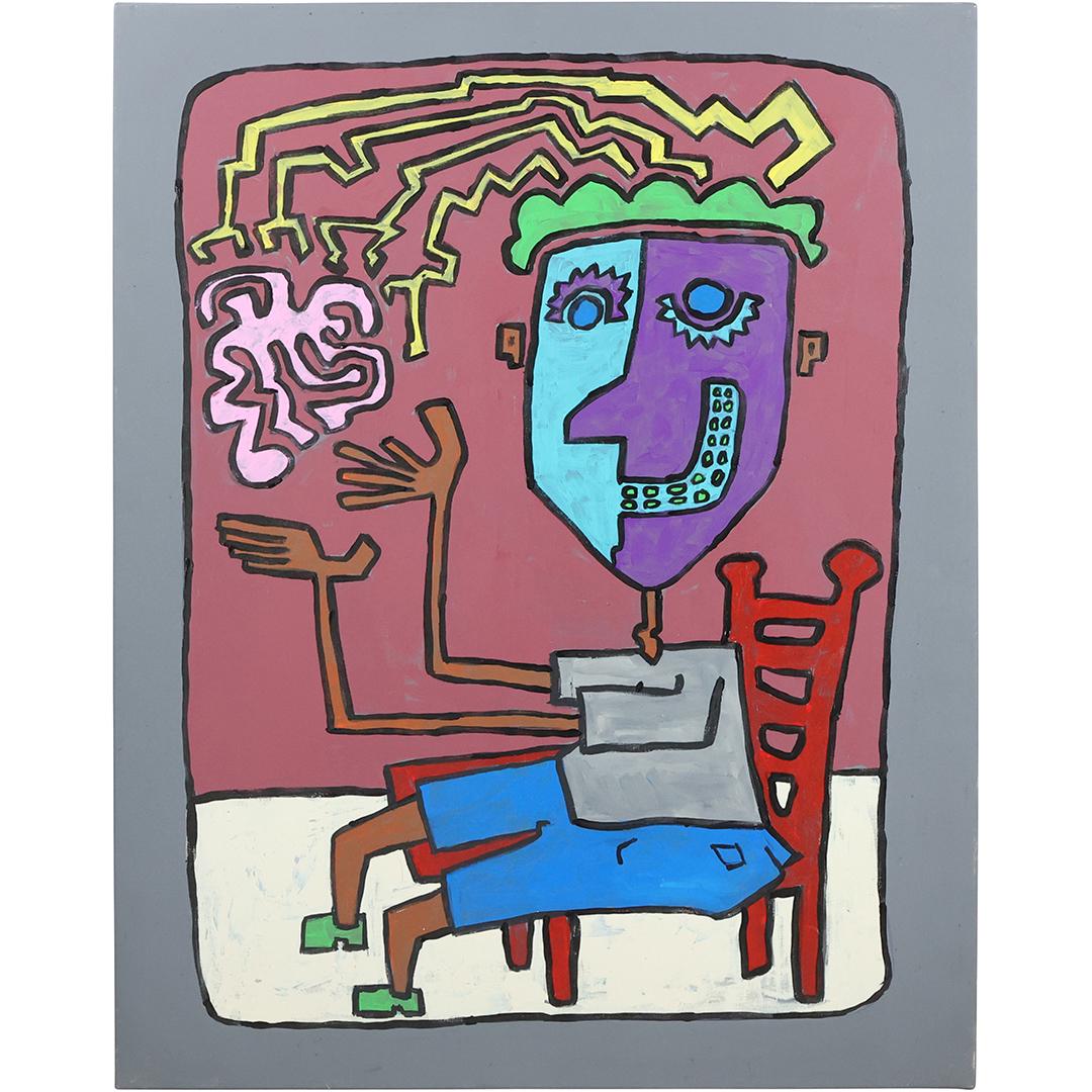 Quality 20th C. Oil/c SEATED ABSTRACT FIGURE Painting (1 of 11)