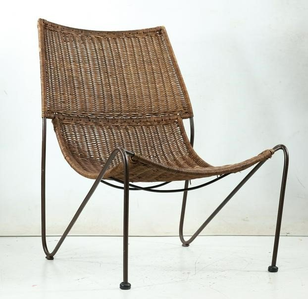 Modern Design Iron Frame Rattan Reed  Lounge Chair in Natural Finish (1 of 20)