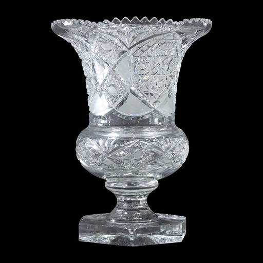 Elegant Pressed and Cut Glass URN Vase 14 inches height Mar 14, 2022