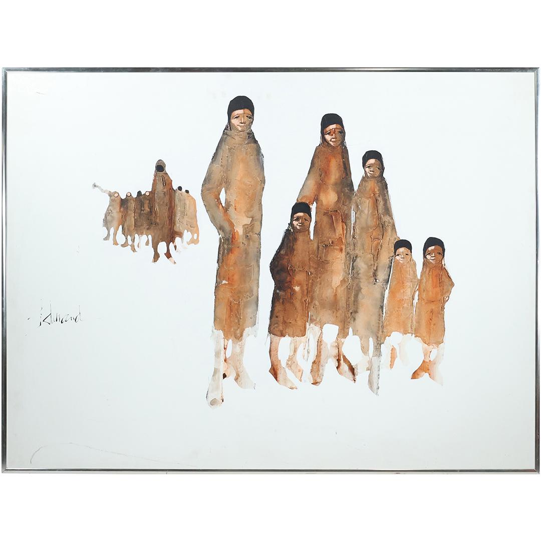 Joel Durand, 20th C. Oil/b Untitled Figures Painting, Signed, Oil on Board (1 of 12)