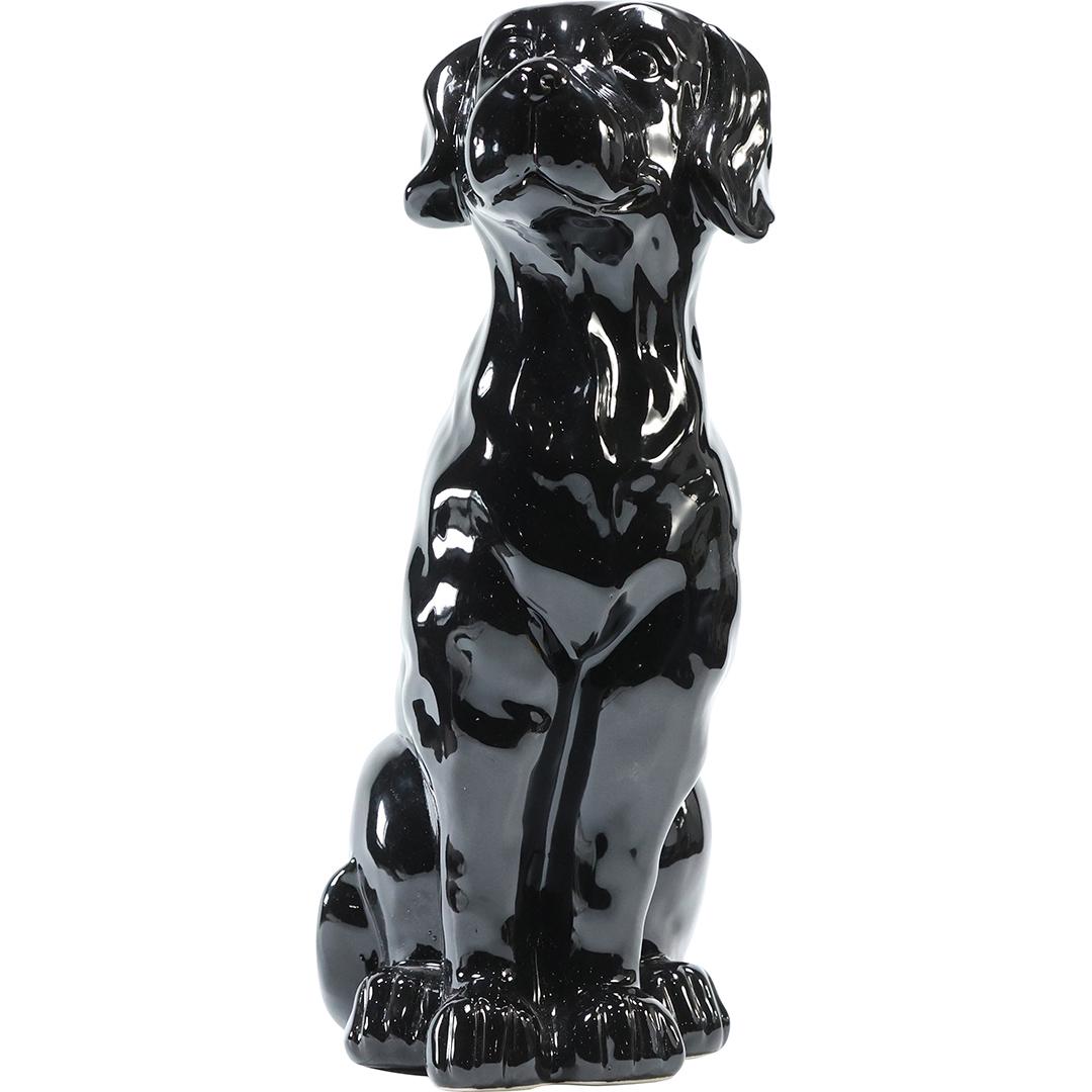 Black Glazed Ceramic Labrador Dog Figure Statue 14.25 inches tall (1 of 8)