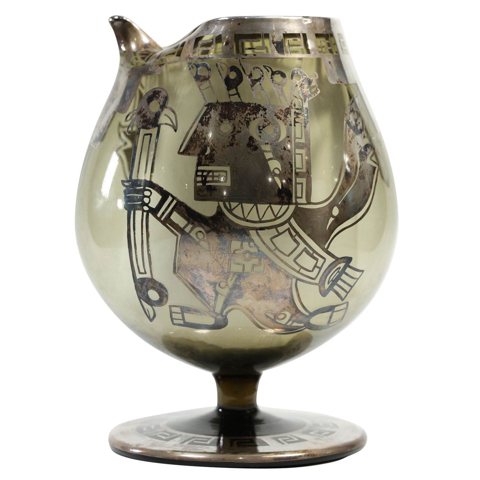 Mid-Century Modern Fancy Abstract Silver Overlay Glass Snifter (1 of 14)