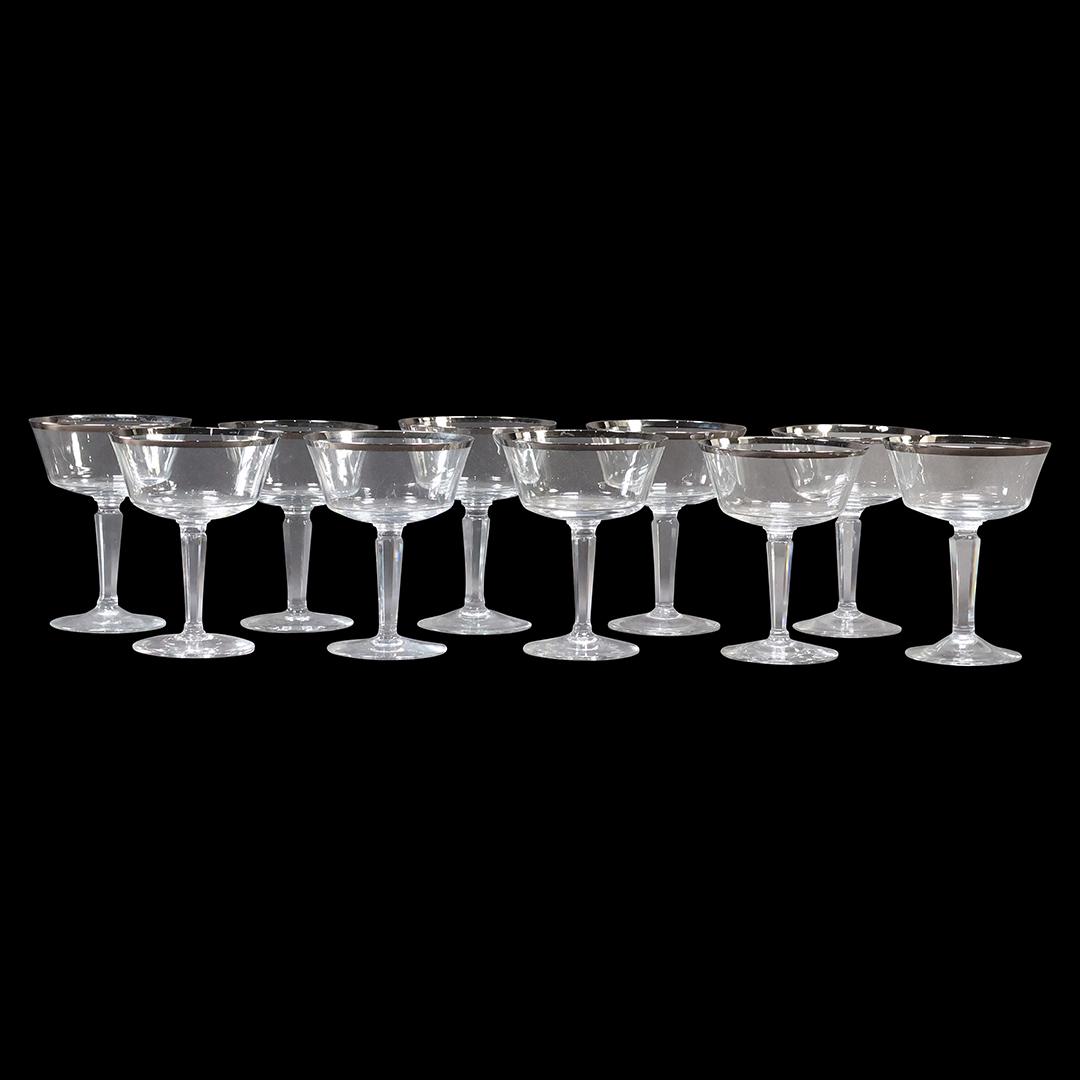 [10] Elegant Crystal Glass Silver Rimmed Cocktail Stemware Glasses (1 of 7)