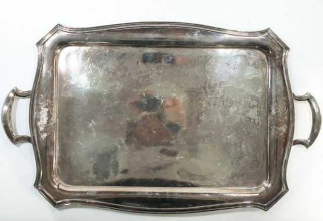 Wallace Bros. Silver Co. Silver Plate Serving Tray with Handles (1 of 7)