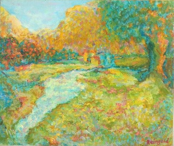 Susan Reingold, Oil/c Vintage Impressionism Autumn Landscape with Stream (1 of 12)