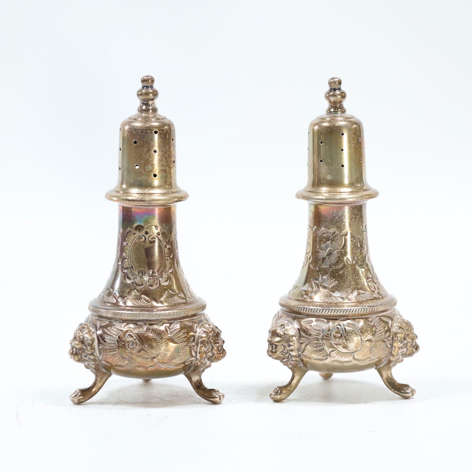 [2] Two STERLING SILVER Fancy Continental SUGAR SHAKERS marked Sterling (1 of 10)
