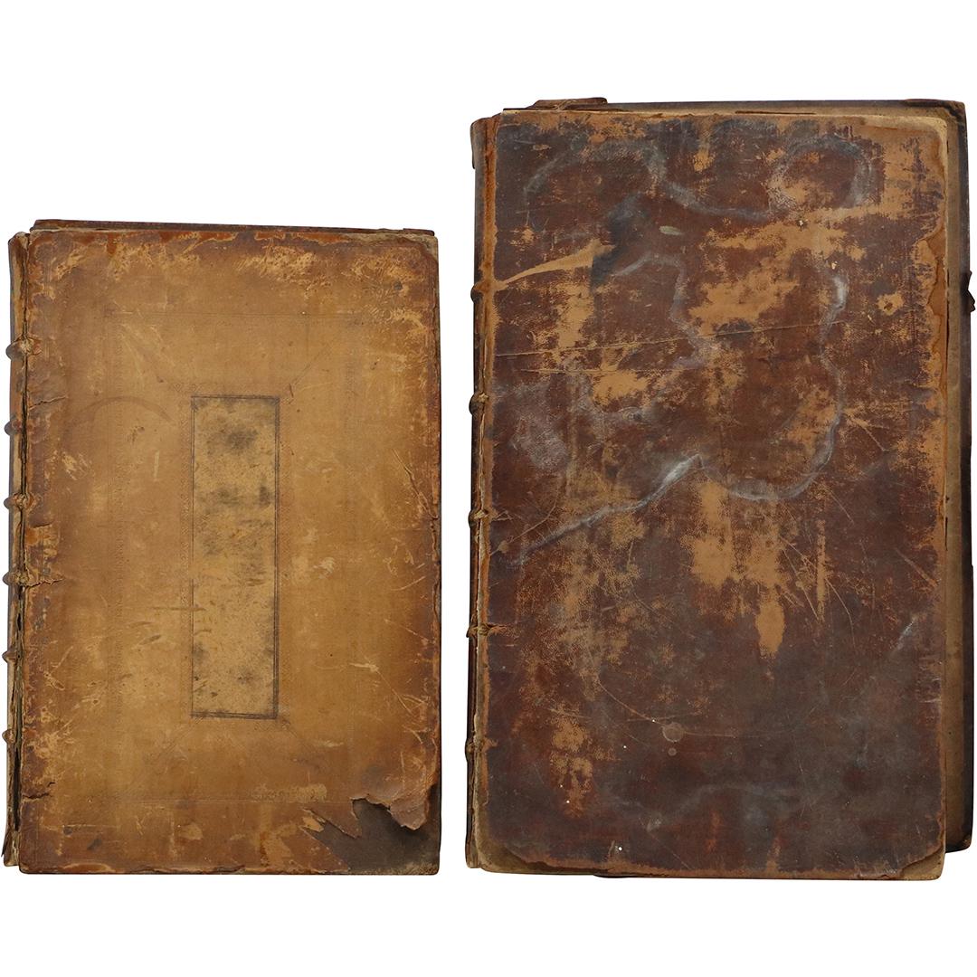 [2] TWO Antique 1728 & 1800 Leather Bound Religious Books (1 of 20)