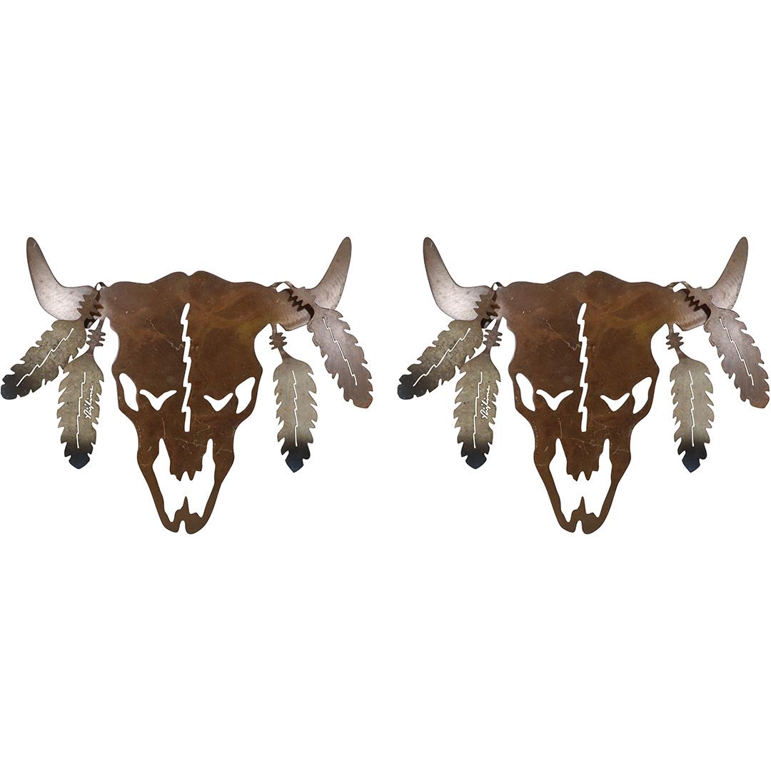 [2] Signed Western American Sheet Metal Steer Head Wall Sculptures - Signed in the "Ear" (1 of 11)