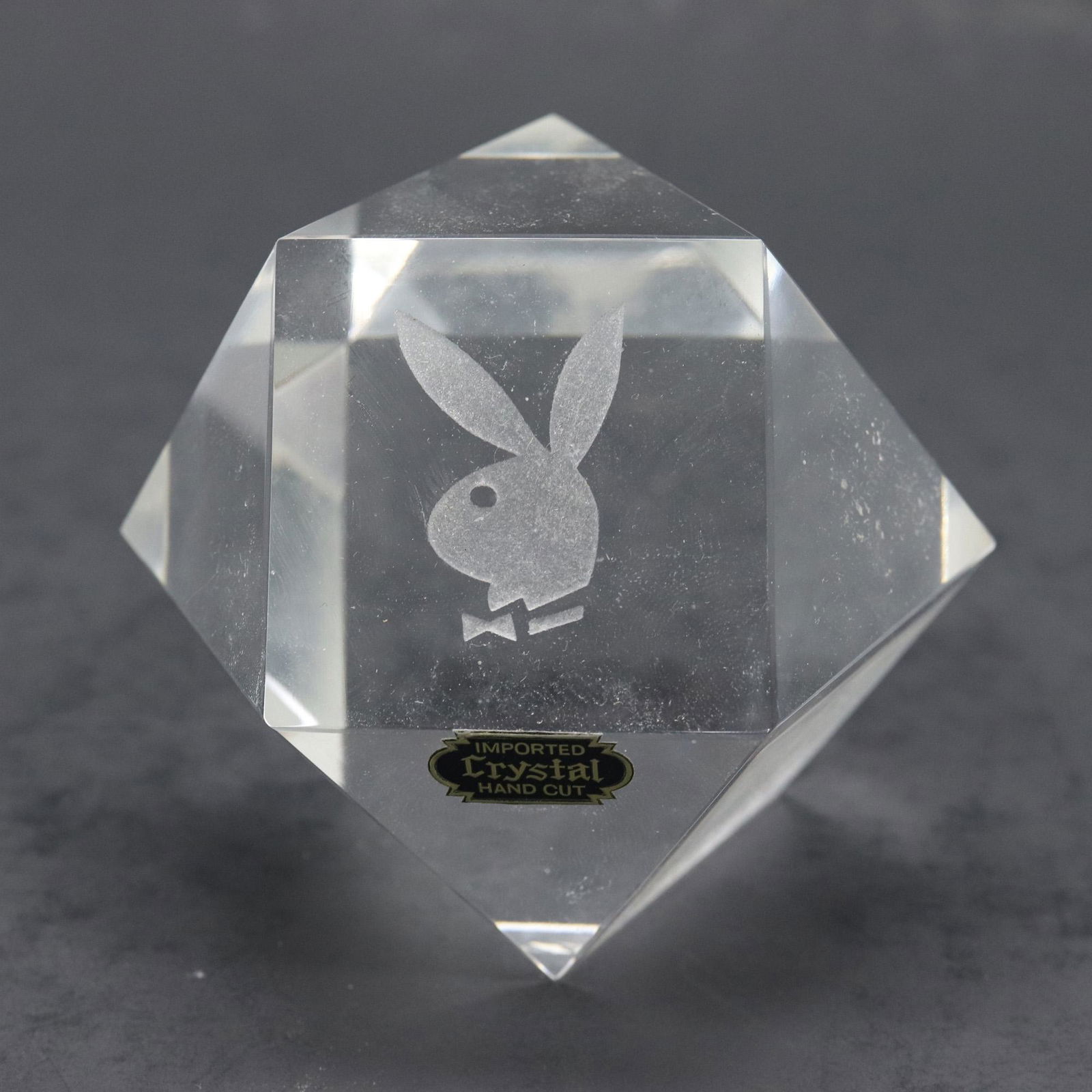 PLAYBOY Crystal Glass Faceted Paperweight in Box - Vintage (1 of 12)