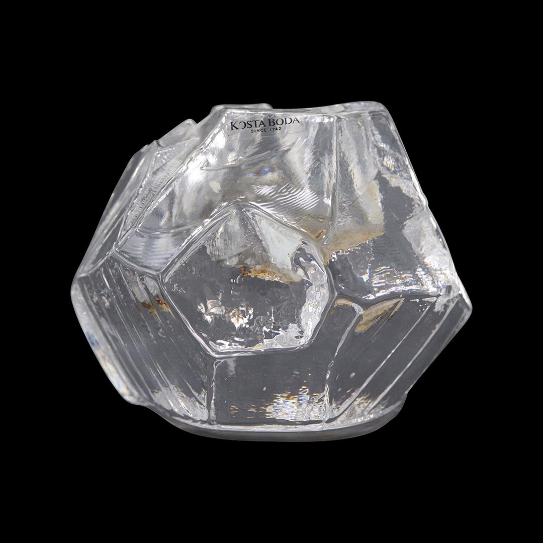 KOSTA BODA Glass Iceberg Formation Candle Holder - Original Label: KOSTA BODA Glass Iceberg Formation Candle Holder - Original Label. size: .375h 5w