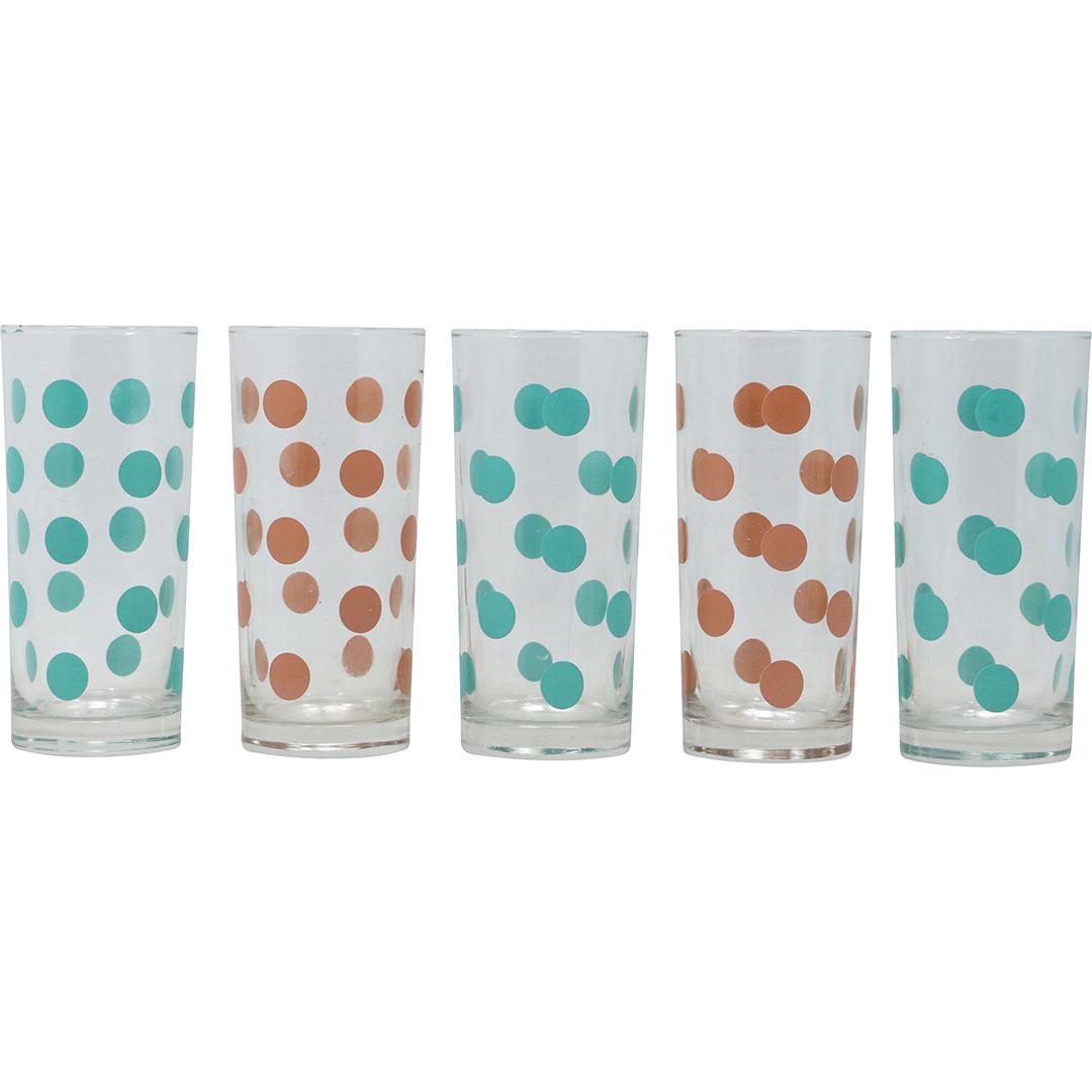 [5] FIVE Mid-Century Modern POKE-A-DOT Tall Drinking Glasses (1 of 6)