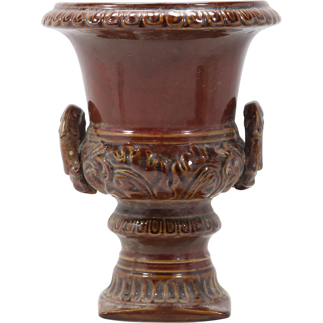 Brown Glazed Ceramic Urn Planter 11 inches height (1 of 8)