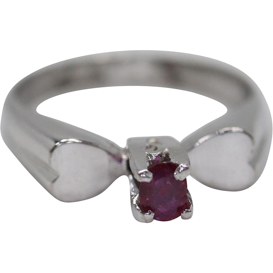 .925 STERLING SILVER RING with GENUINE RUBY, Ring Size 6, 3/4 in. x 1/4 in. (1 of 4)