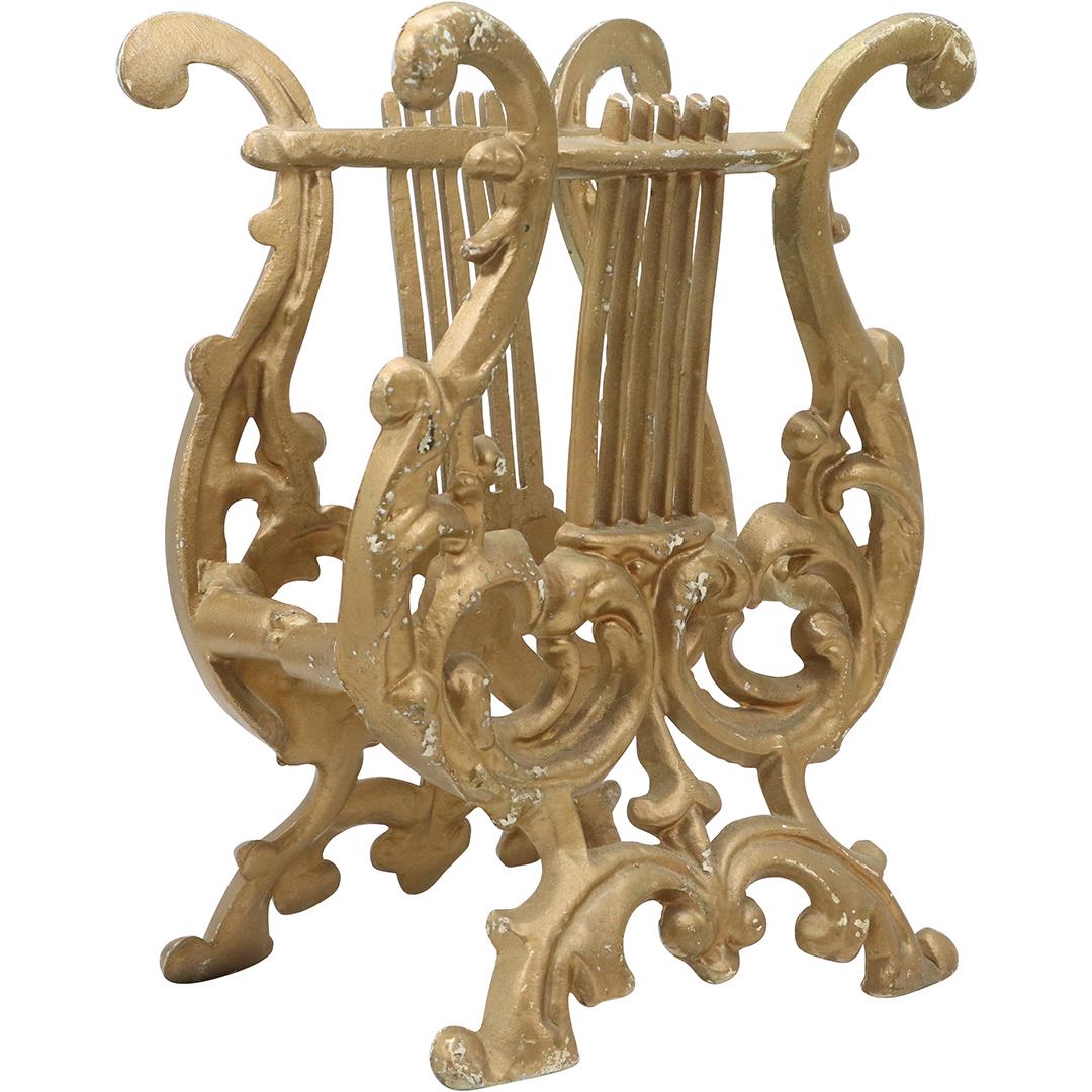 Cast Metal "LYRE" Sheet Music / Magazine Holder - Gold Paint Finish: Cast Metal "LYRE" Sheet Music / Magazine Holder - Gold Paint Finish. size: 11.25h 8w
