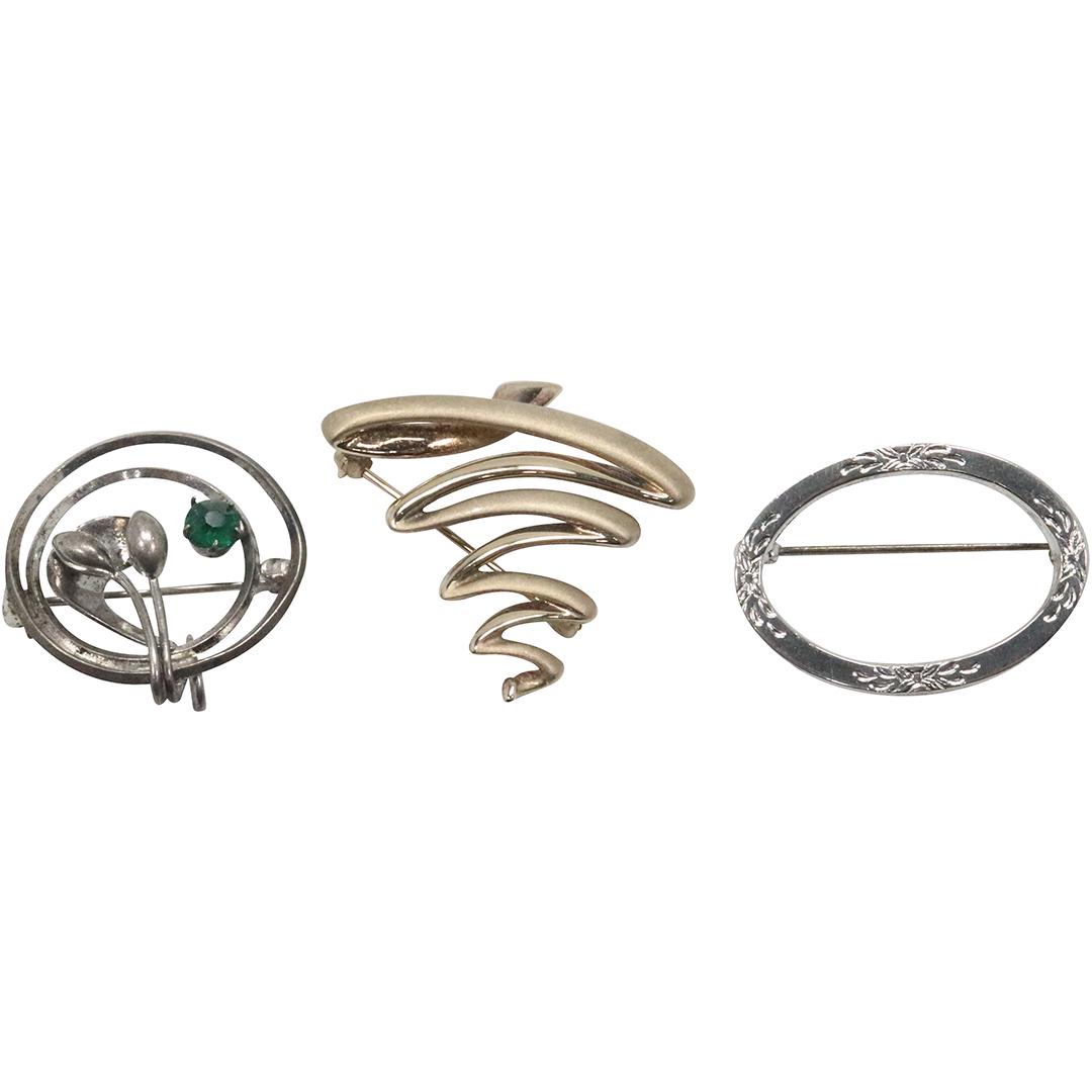 [3] THREE Assorted STERLING SILVER Modernist Brooches (1 of 12)