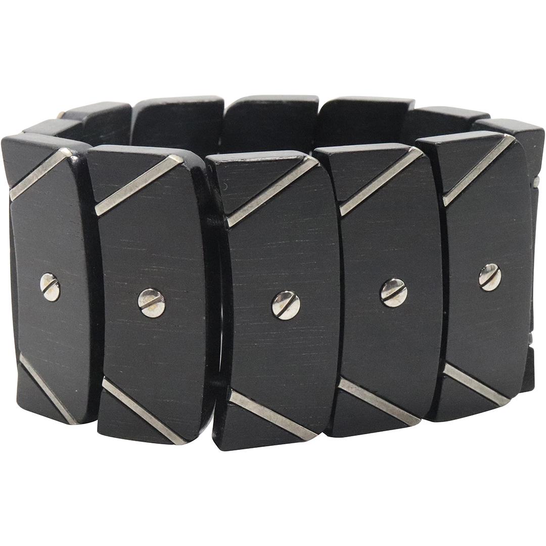 PRADA Ebony Wood and Silver Bracelet: PRADA Ebony Wood and Silver Bracelet