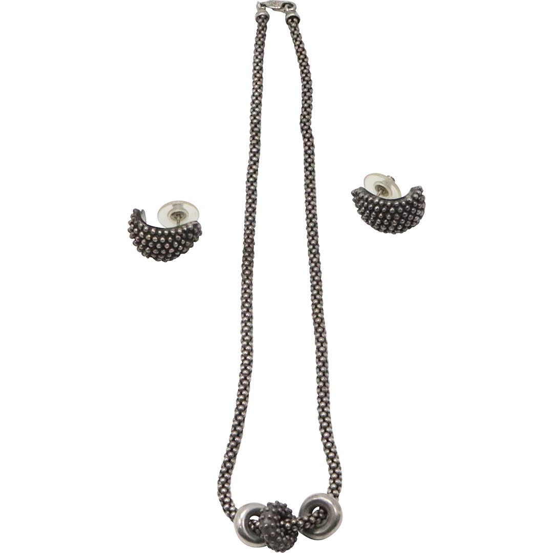 .925 STERLING SILVER Beaded 3 Pendant Necklace & Beaded Earrings (1 of 6)