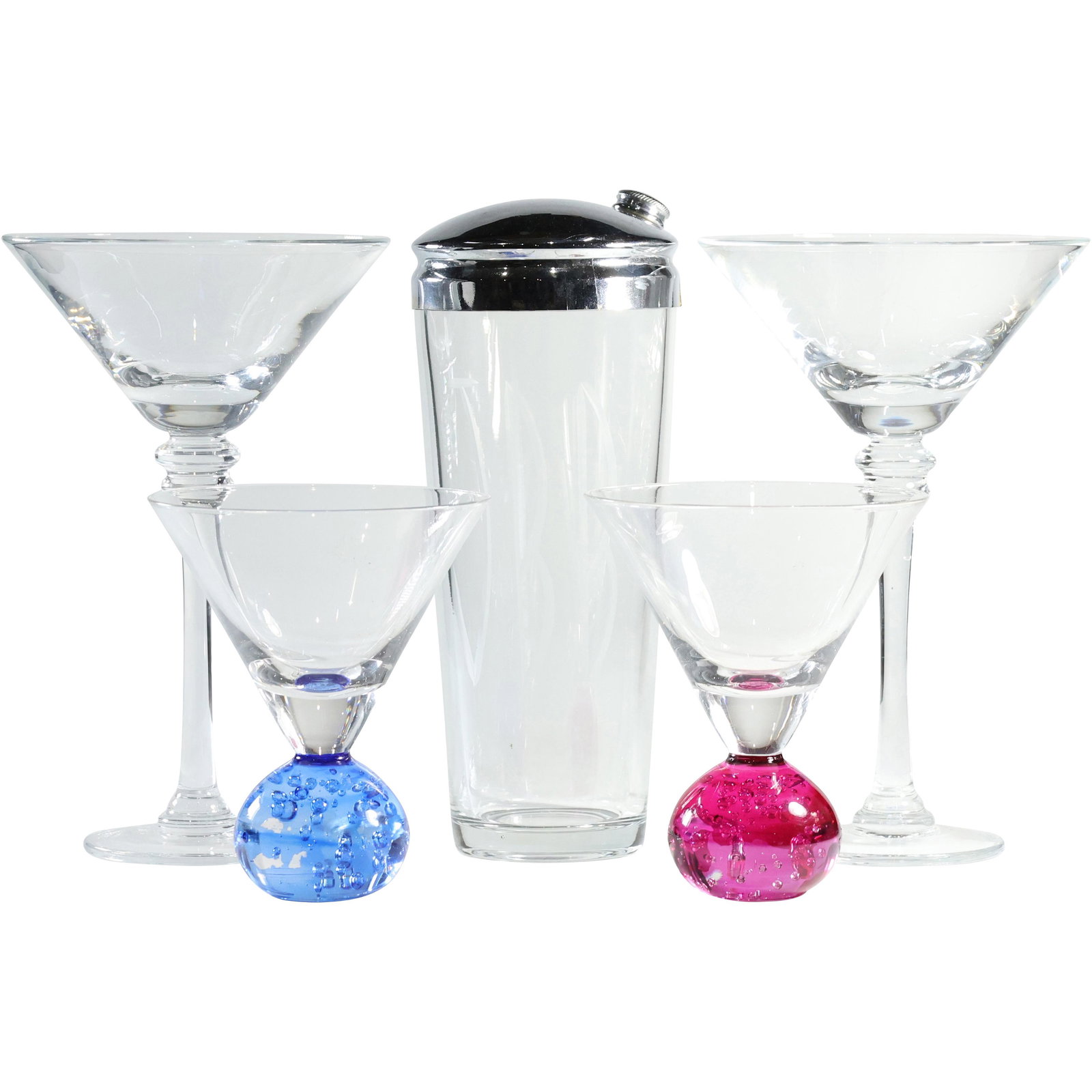 5 Piece Glass Cocktail Drinking Combination  - Shaker and 2 Pairs Glasses (1 of 15)