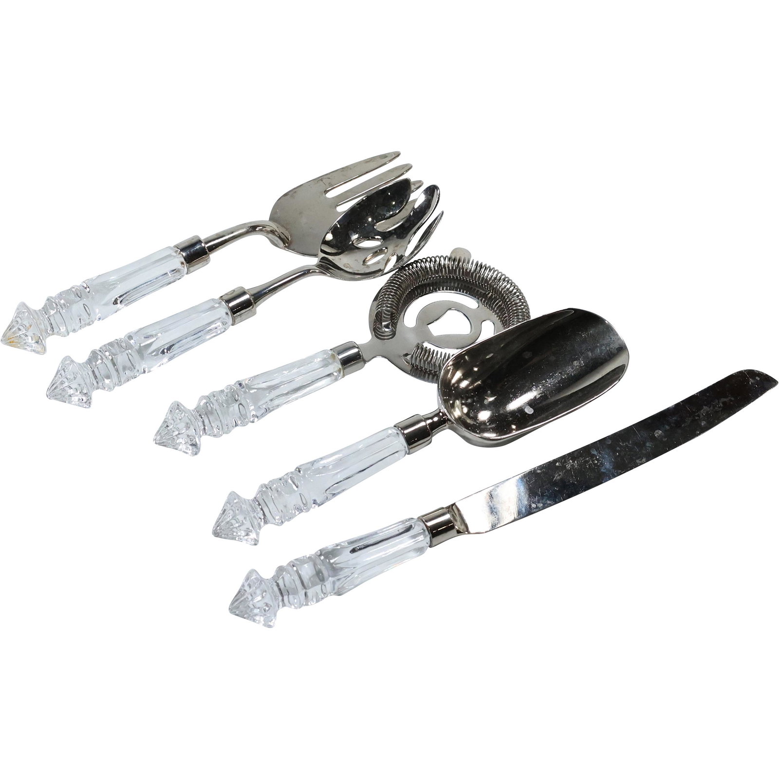 [5] Glass Handles Chrome Kitchen Utensils: [5] Glass Handles Chrome Kitchen Utensils . size: between 9.25 x 1.25 and 13.75 x 1.25