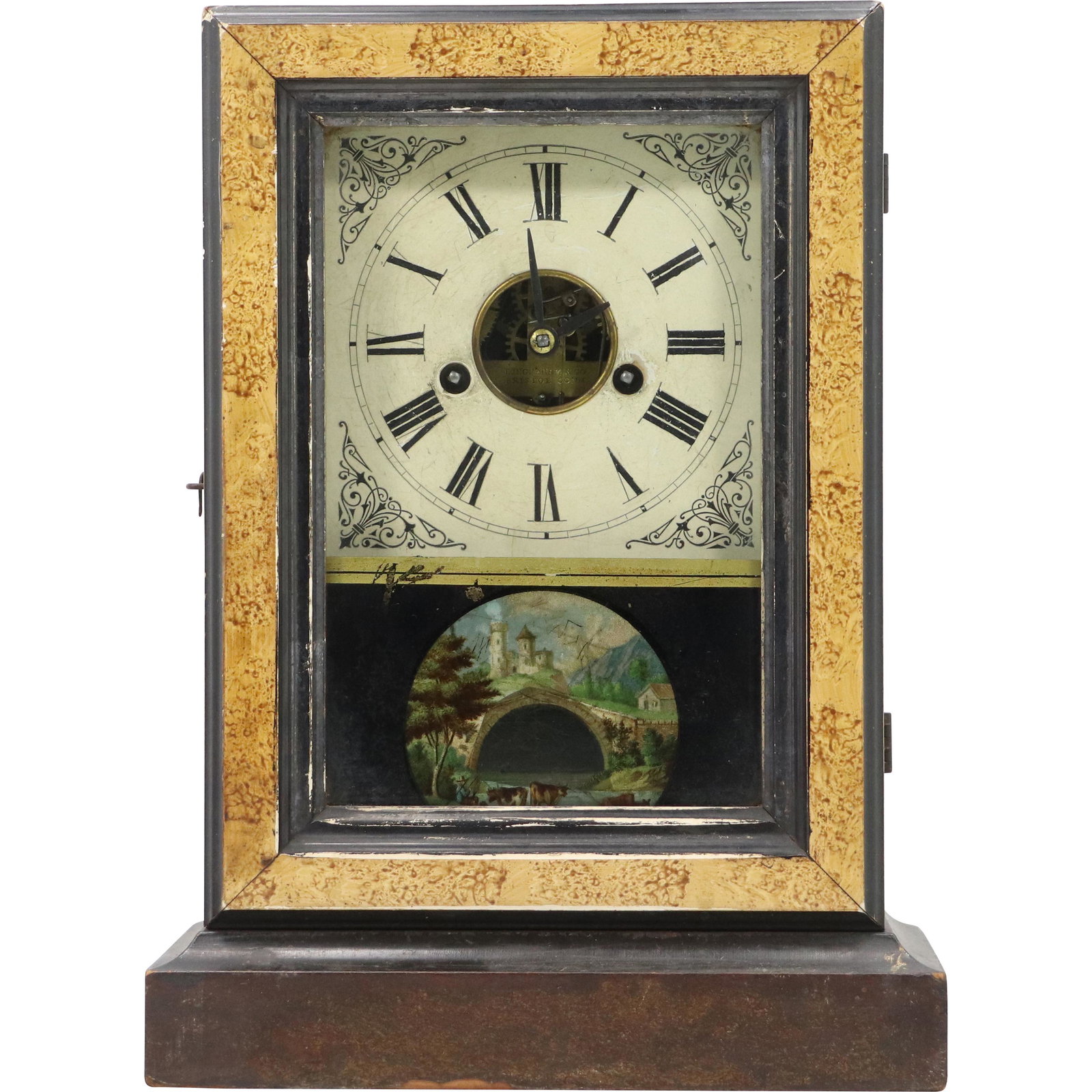 E INGRAHAM & Co Bristol Conn. Antique Mantle Clock Original Key & Pendulum (1 of 14)