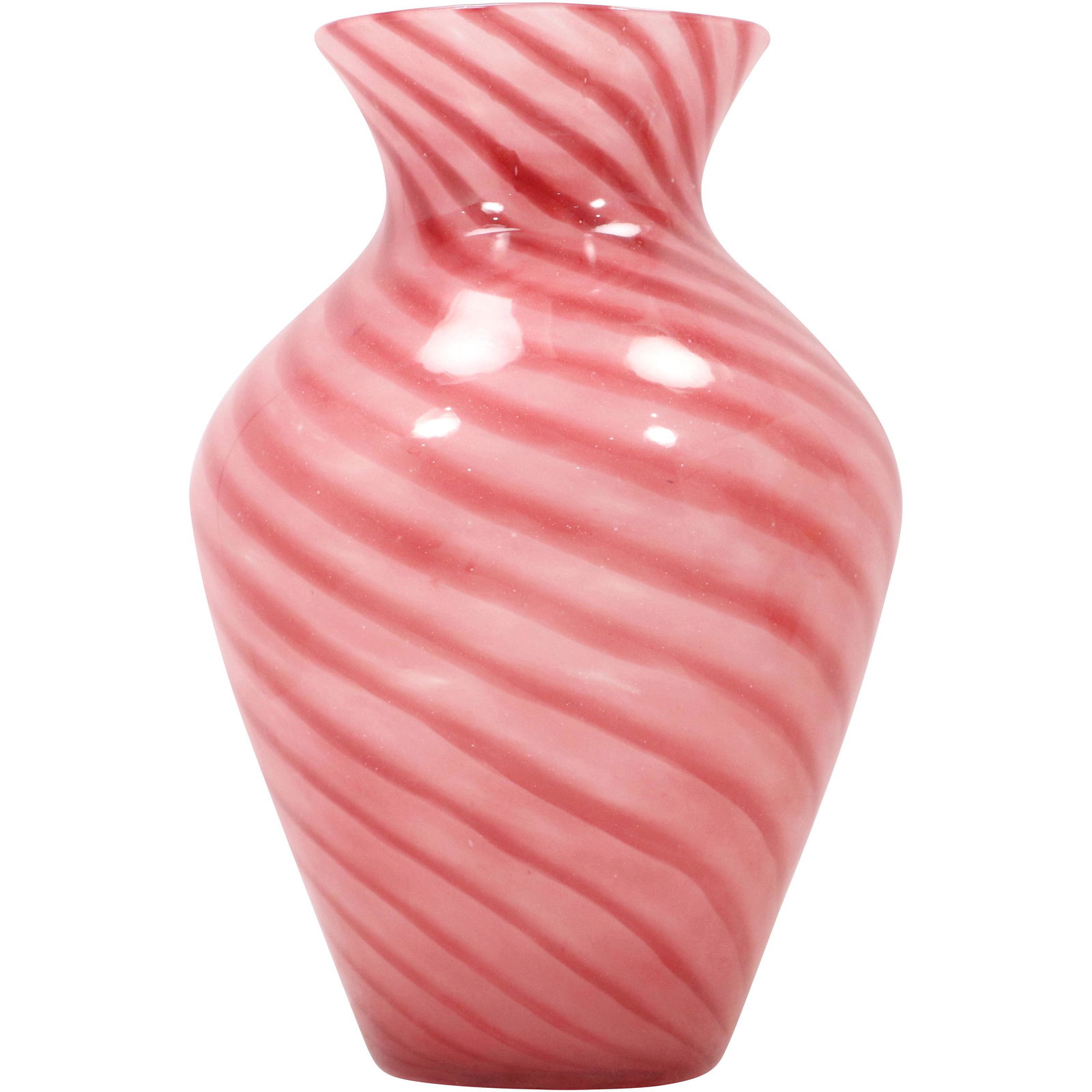 Italian Cranberry Glass Swirl Vase 12.5 inches Tall, 8 inches wide (1 of 9)