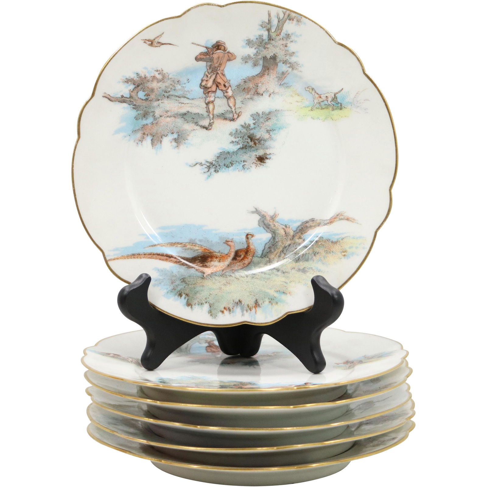 [6] SIX Assorted Sportsman Hunting Scenes Porcelain Luncheon Plates (1 of 12)