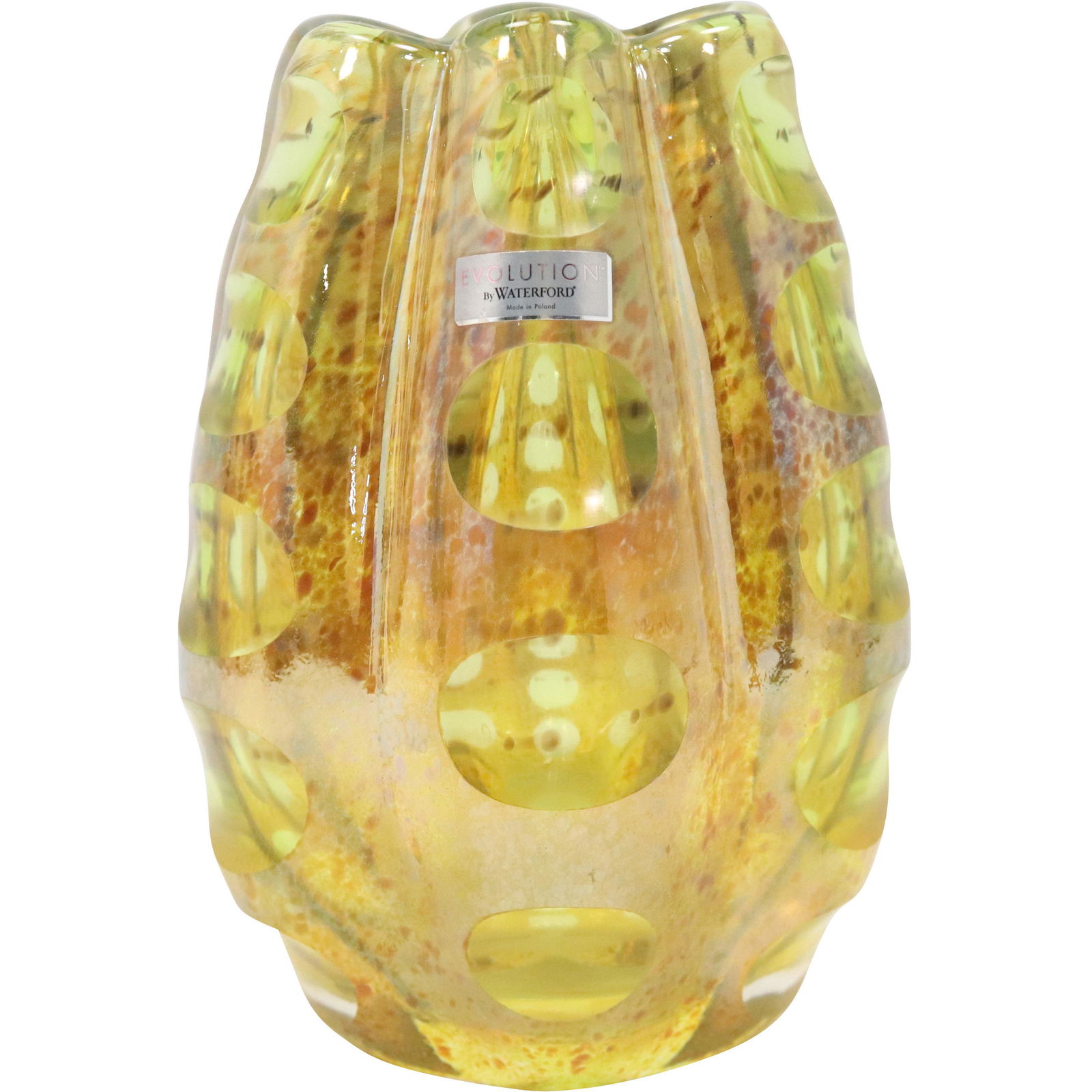 EVOLUTION By WATERFORD Fine Amber Glass Vase Signed & with Label (1 of 9)