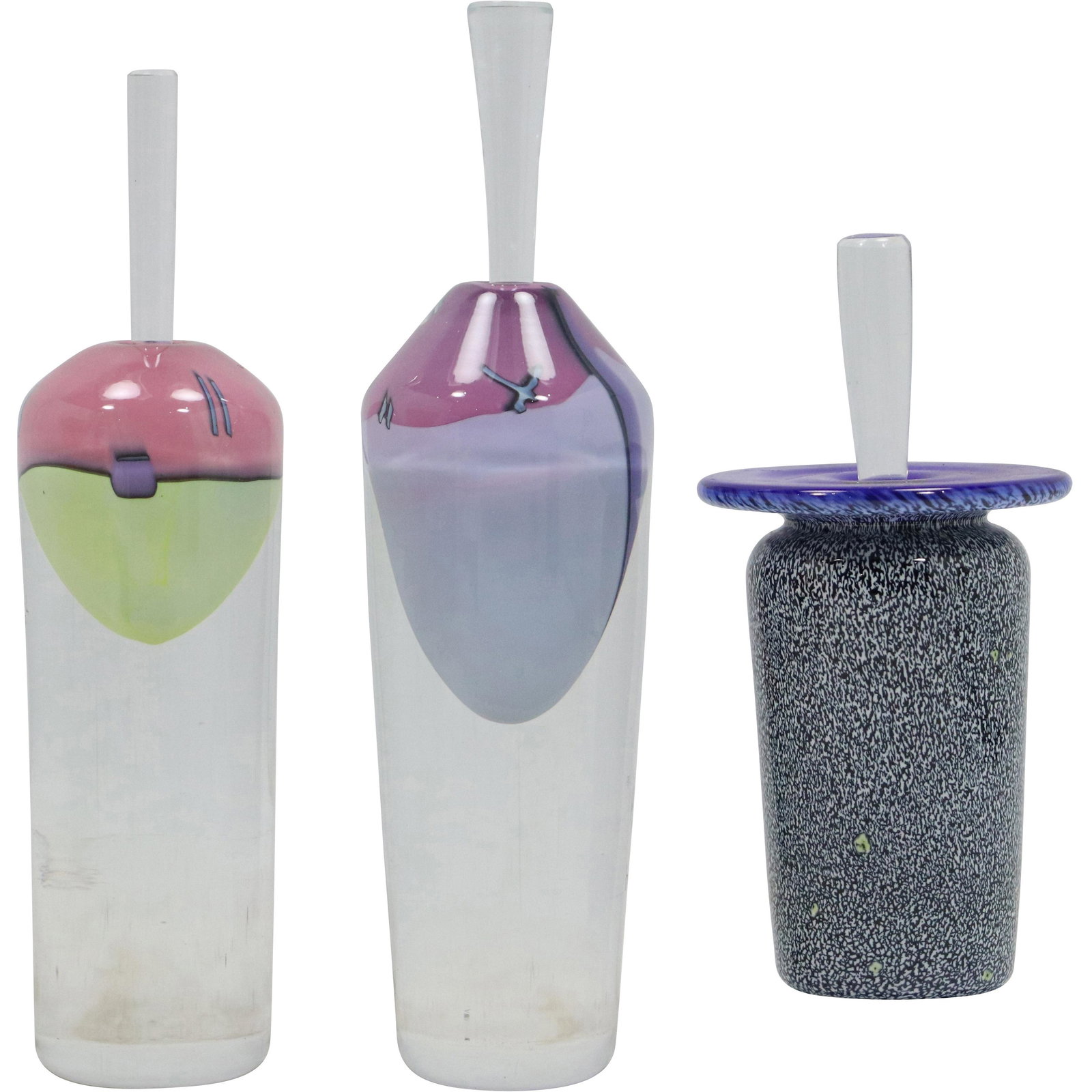 [3] THREE Assorted Signed SHAPIRO, MAGDANZ Art Glass Perfume Bottles (1 of 20)