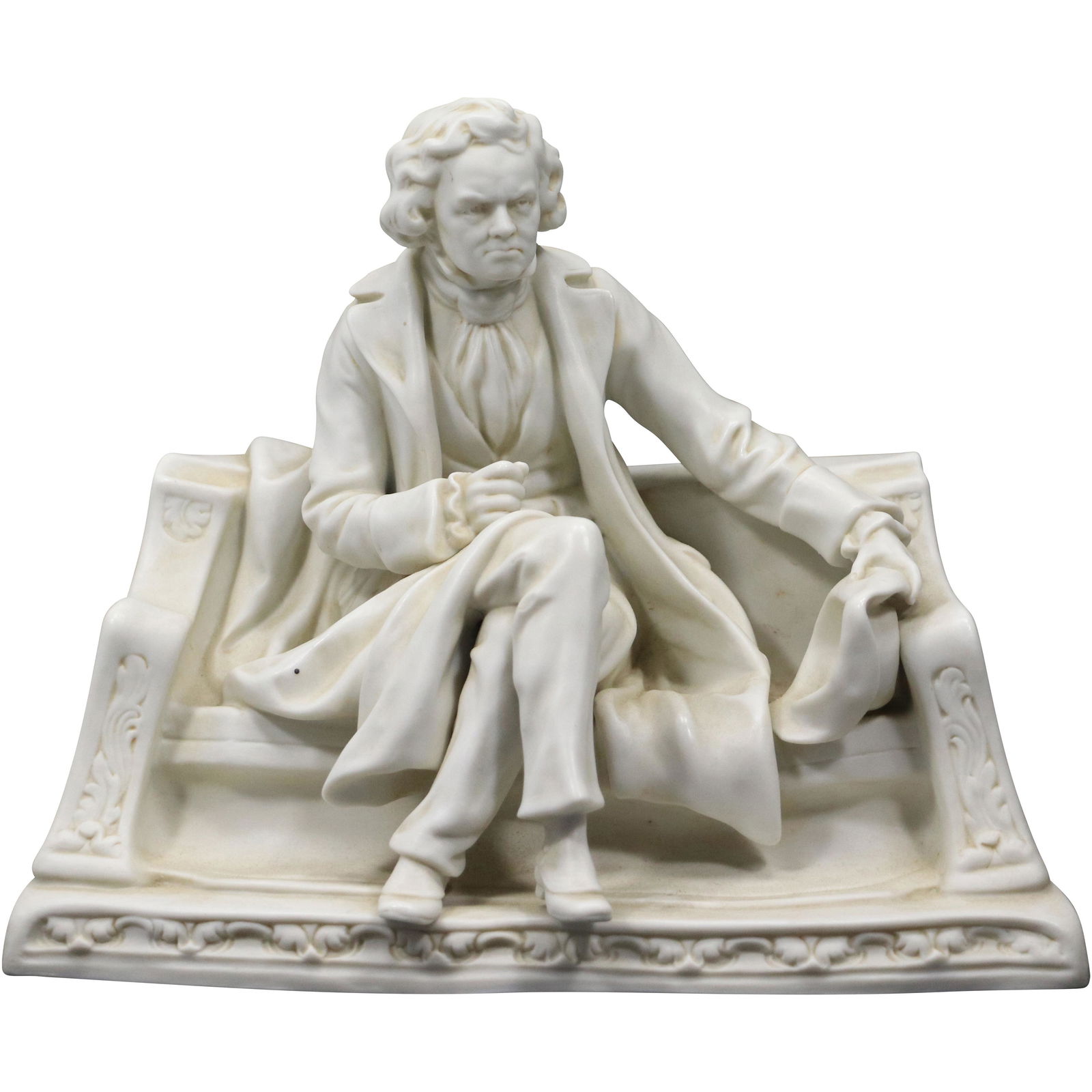 19th C. Parian Grouping Beethoven Seated on a Bench Figurative Statue (1 of 9)
