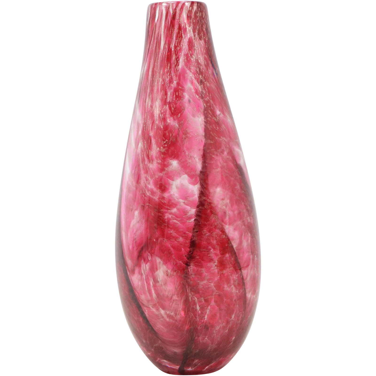 Signed Studio Art Glass Red Marbleized Vase - Signed on Base (1 of 9)