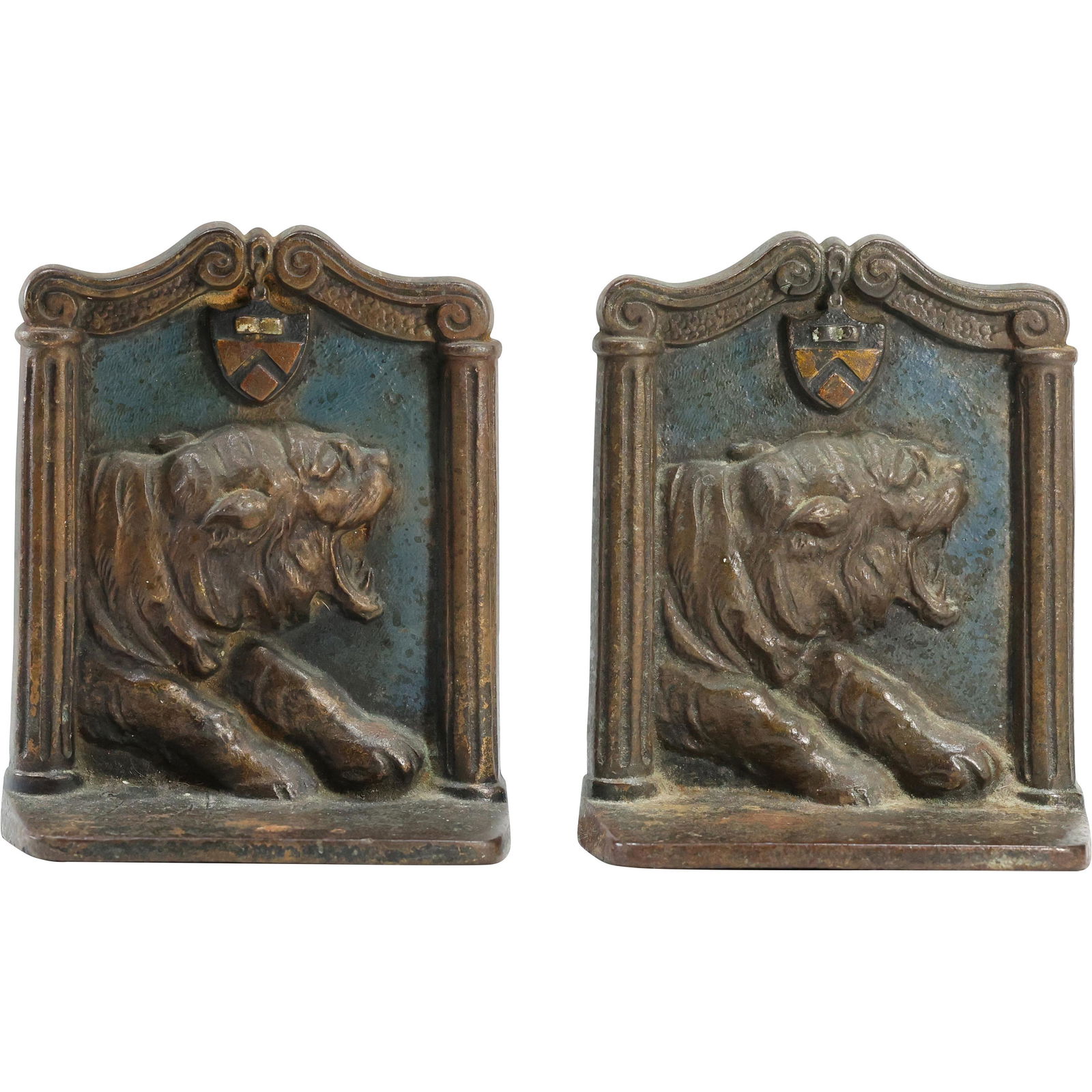 Circa 1920 PRINCETON TIGER Bookends in Original Patina Finish (1 of 14)