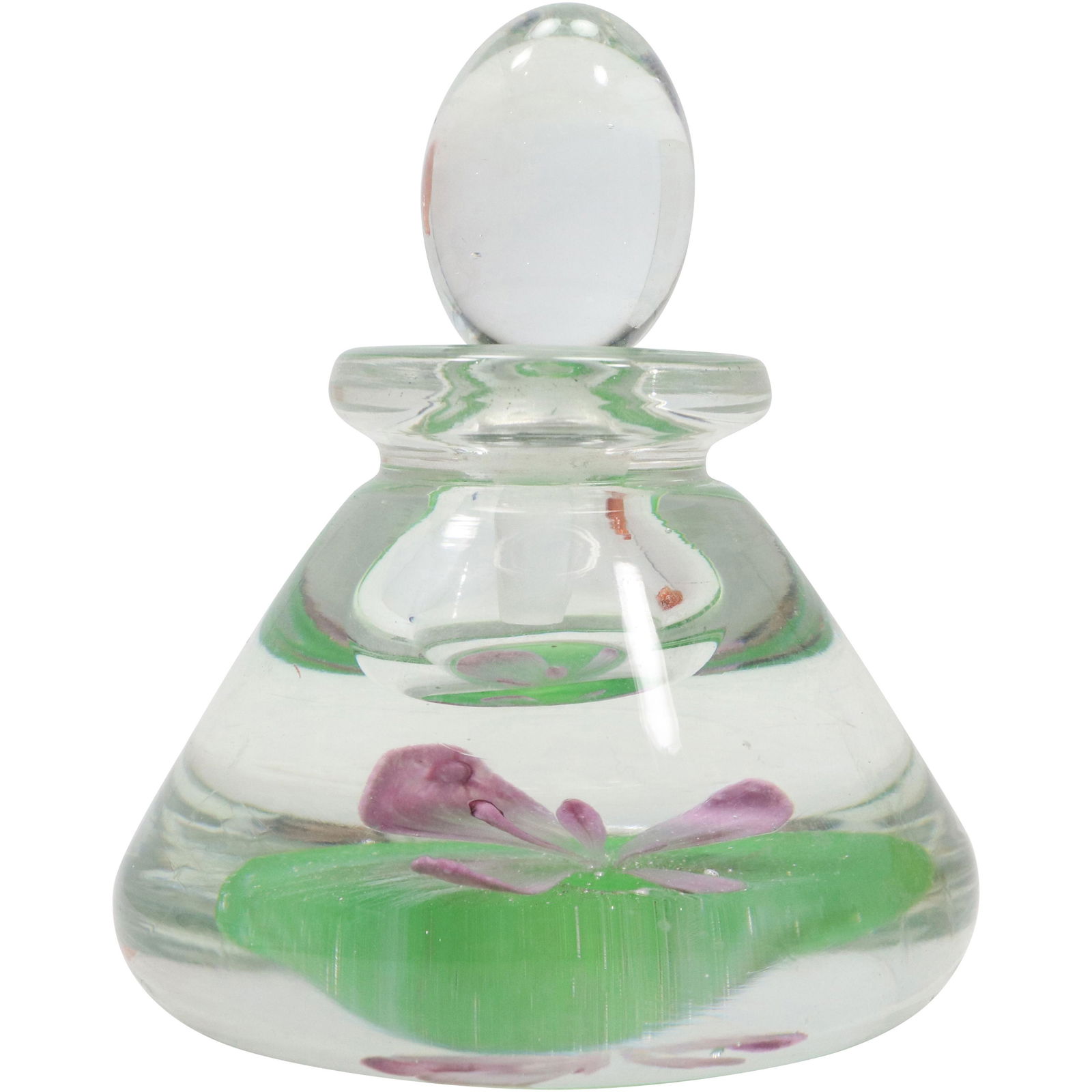 Dan Hartman Studio Art Glass Floral Paperweight Base Perfume Bottle (1 of 8)