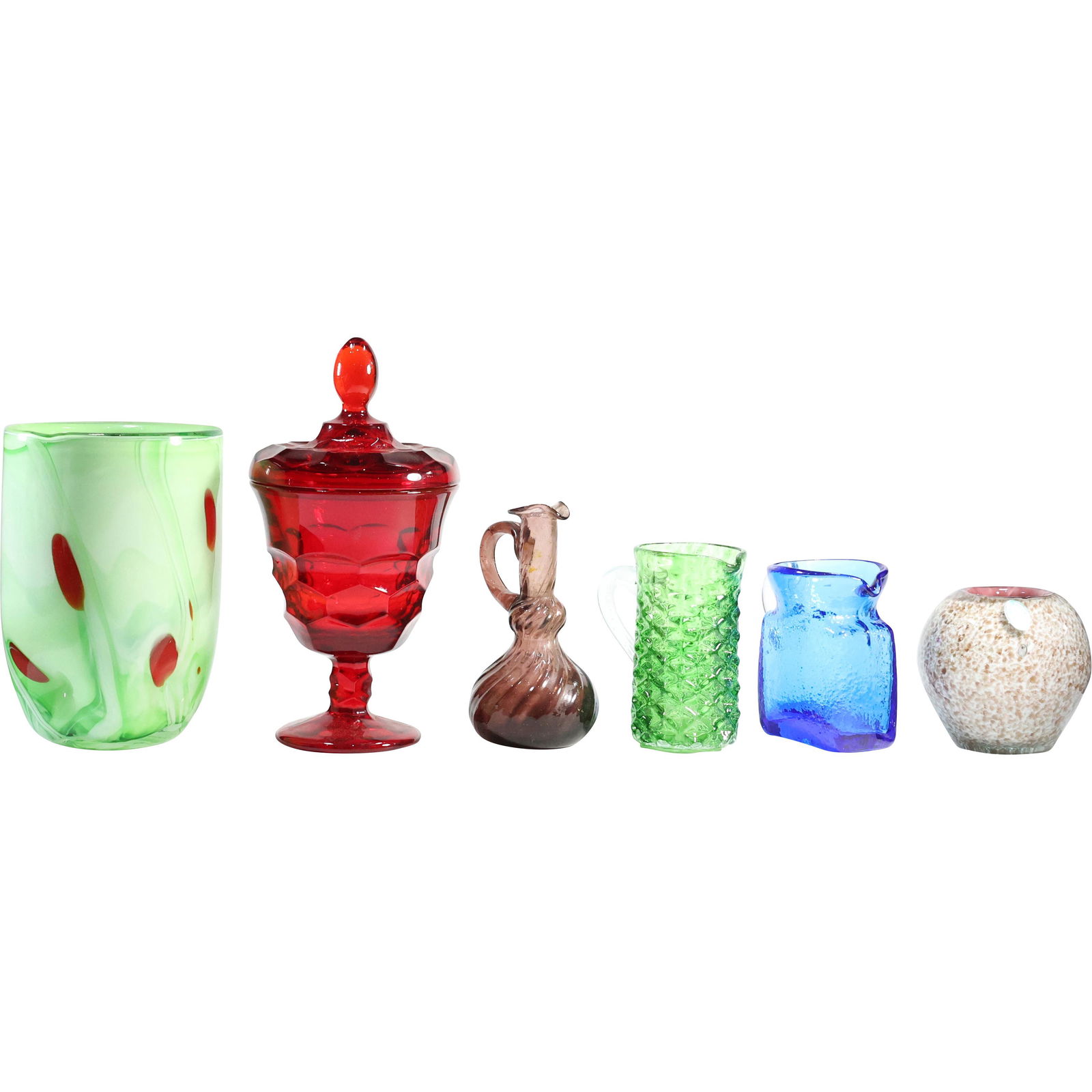 [6] SIX Assorted Estate Grouping Mid-Century Modern Colored Glass (1 of 20)