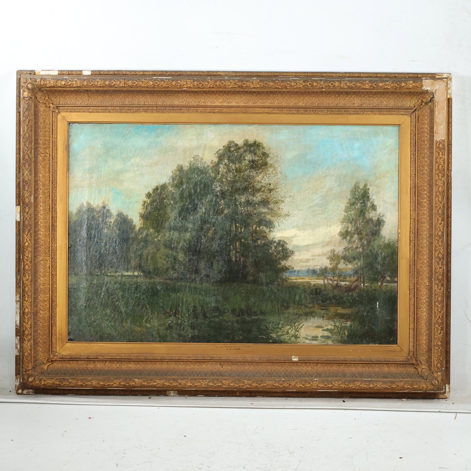 Frederick B Kerr, England, Antique Landscape Oil Painting in Original Gold Frame (1 of 13)