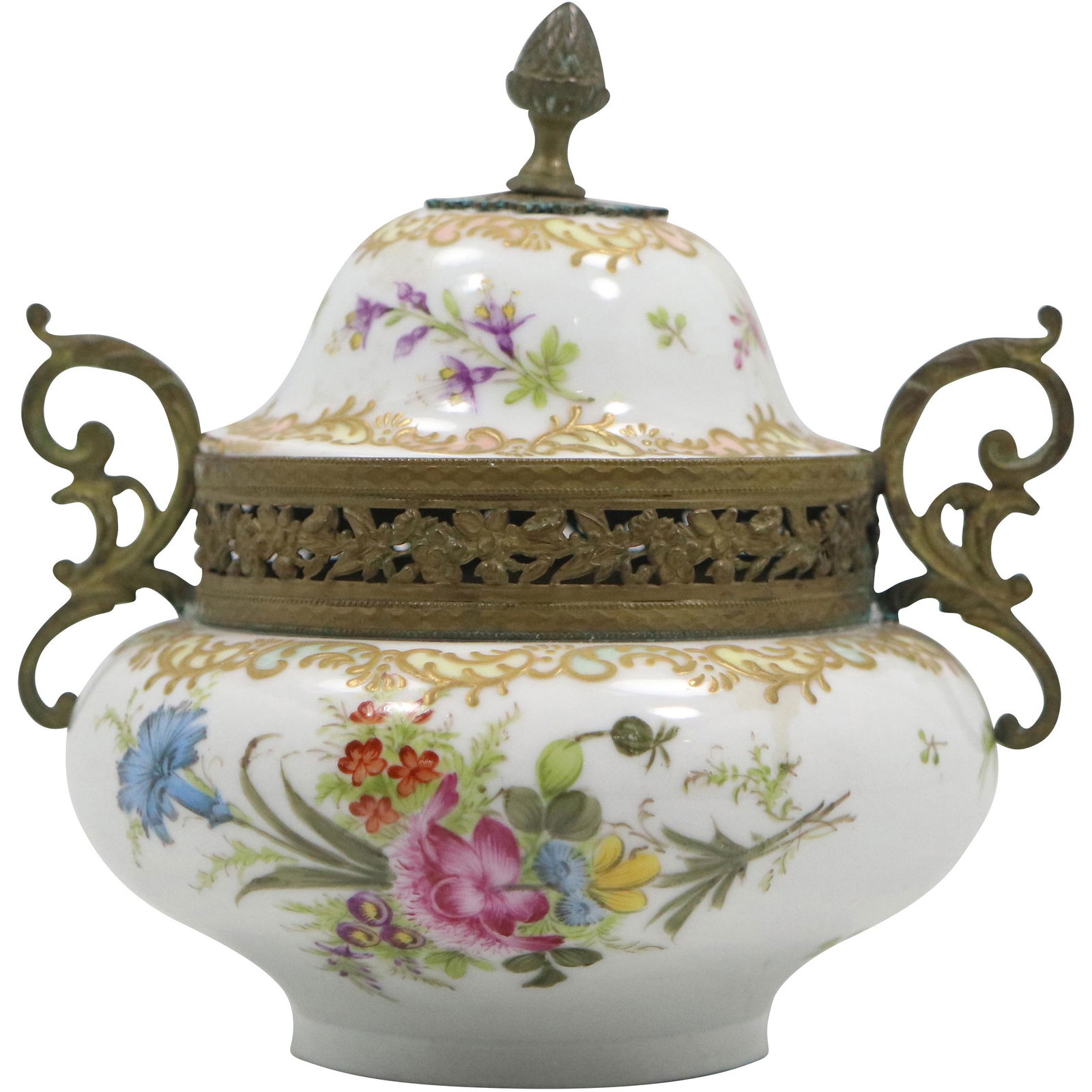 Blue CROSSED SWORDS Marking Fine Porcelain Covered Jar Bronze Mounts (1 of 12)